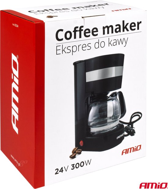 AMiO Koffiezetapparaat Auto Koffiezetter met Koffiekan (24v/250w) Zwart met Autostekker Sigarettenaanstekerplug