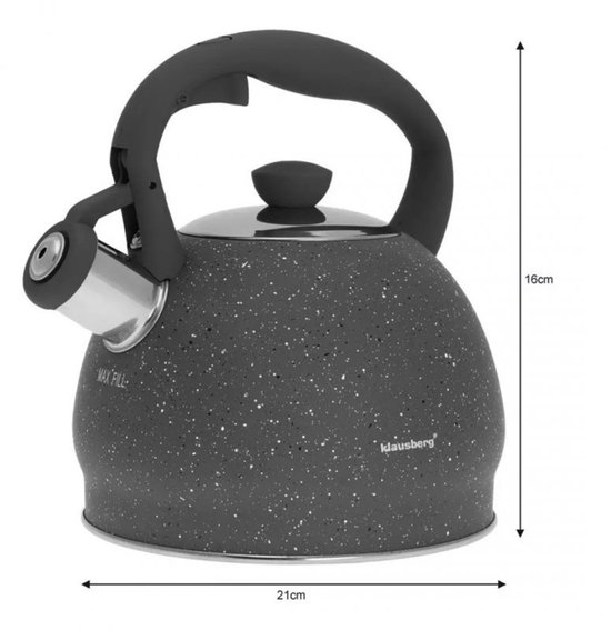 Klausberg KB-7321 fluitketel - 2L - rvs - alle warmtebronnen