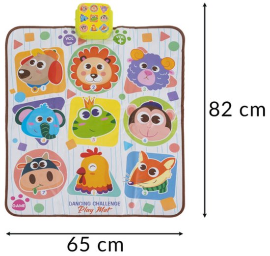 Kruzzel Interactieve dansmat 82 x 65 cm met muziek en dieren – educatieve speelmat voor peuters en kleuters