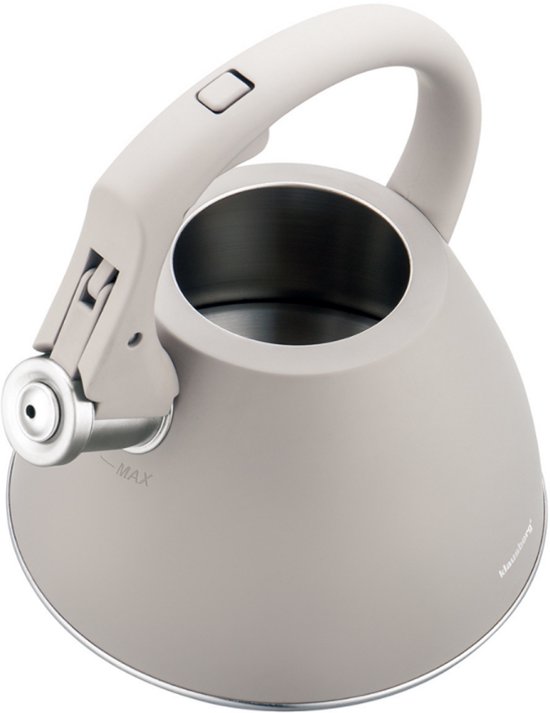 KLAUSBERG KB-7953 Fluitketel 2,5 L – Latte Beige Mat – RVS – Soft-Touch – Inductie – Met Fluit