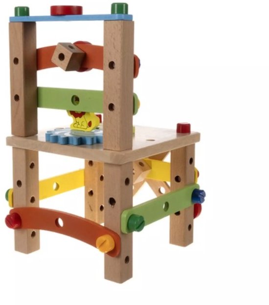 Kruzzel Houten Bouwstoel - Educatieve DIY Speelset voor Kinderen