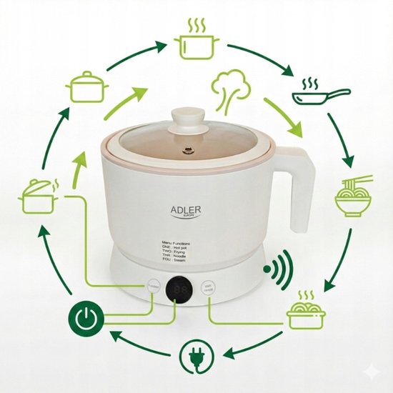Multicooker 1L – Multifunctionele Elektrische Kookpot – 4 Standen – Adler AD6422