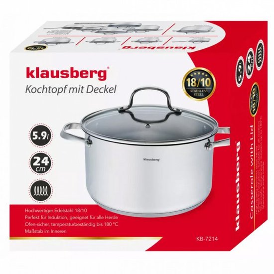 Klausberg 7214 - kookpan met deksel - prestige II - 5,8L - Ø24 cm
