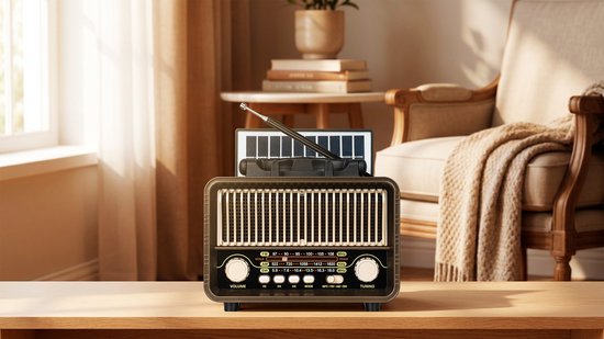 Krüger&Matz KM 832 - Draagbare Solar Radio - Bluetooth - AUX - Solar Opladen