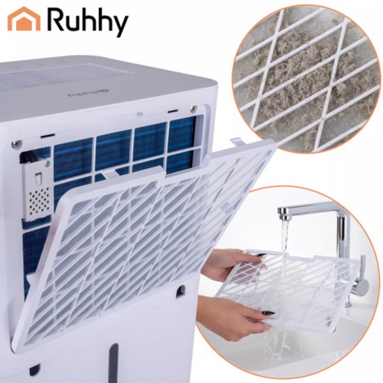 Ruhhy Slimme luchtontvochtiger Brisoo 2000 – 20L/24h capaciteit, WiFi-bediening, stille werking en 4,3L tank voor thuisgebruik