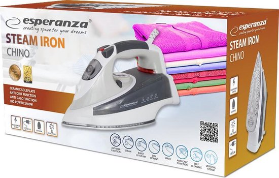 Esperanza Chino - Strijkijzer 2400W - Keramische Zool - Antikalk - Stoom en Droog Strijken
