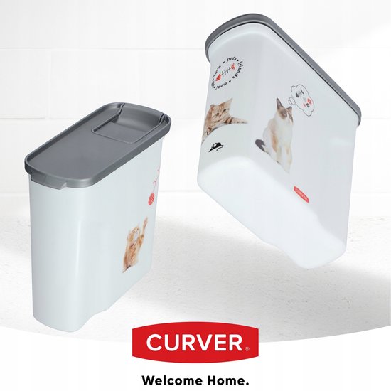 Curver Voedselcontainer Kat - 2L - 21x9x20cm - Wit/Grijs