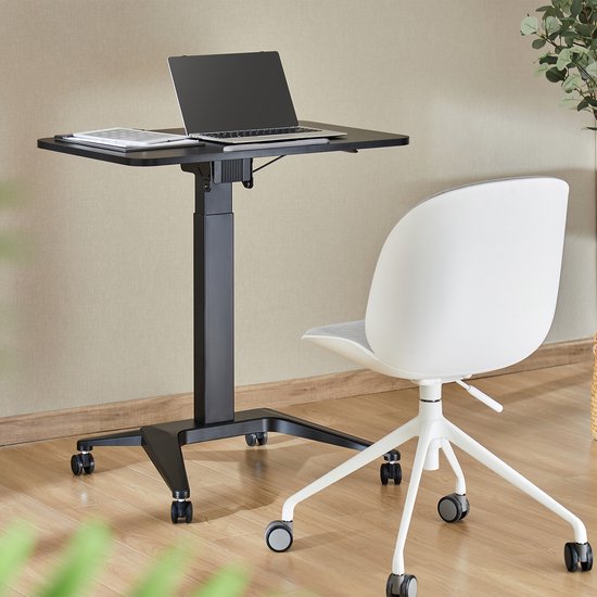 Maclean - zit-sta bureau - laptoptafel - Verrijdbaar laptop bureau - hoogteverstelling - 80x52cm, 8kg max, 109cm - MC-453B - Zwart