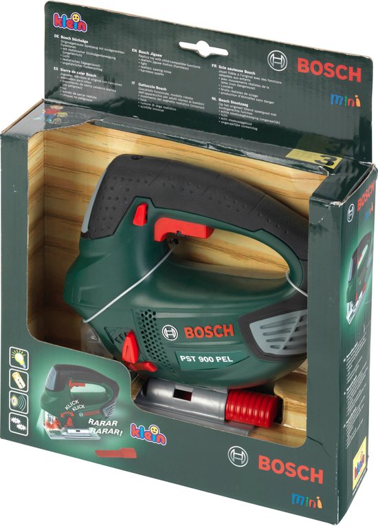 Klein Toys Bosch mini II speelgoed decoupeerzaag - 17,9x5x16 cm - incl. realistische geluids- en lichteffecten - groen rood zwart - zaag