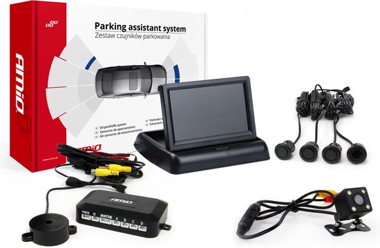 Parkeerhulpsysteem TFT02 4,3" met HD-315-LED 4 sensoren zwart "GOLD".
