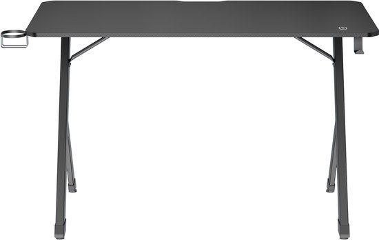 NanoRS - Gaming bureau met koptelefoon- en bekerhouder - RGB-achtergrondverlichting, max. 75kg, afmetingen 1200x600x750mm, RS102 - Zwart