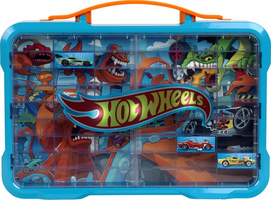 Klein Toys Hot Wheels - verzamelkoffer - vitrine - geschikt voor 54 auto's - blauw oranje