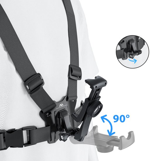 Maclean Sport Borstband voor Mobiele Telefoon/ GoPro en andere camera's / Houder - universeel - draaibare bevestiging, MC-294