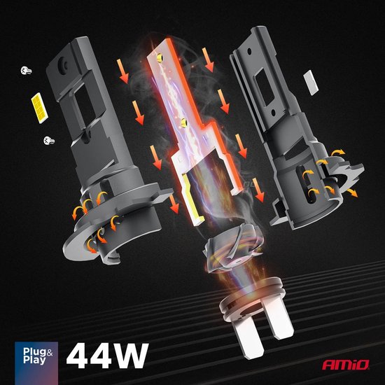 AMiO LED Koplampen X4-serie AVIATOR H7/H18 6500K max. 44W Dimlichten Wit