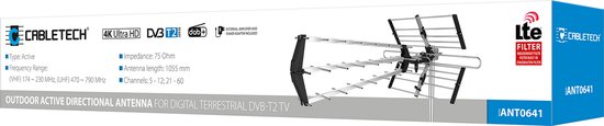 Cabletech Serie - Richtantenne - DVB-T2 actief - 4K - LTE-filter
