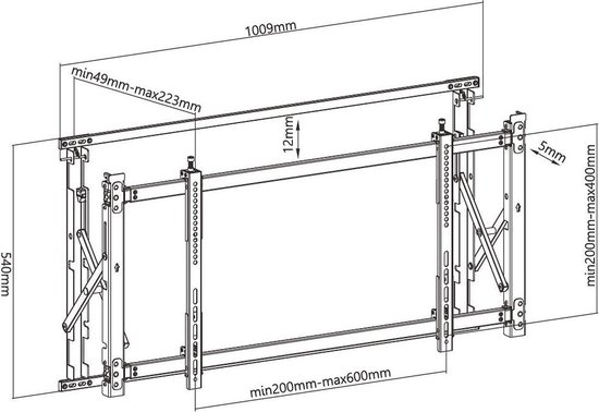 TV Video muurbeugel 46"- 52" max. 35kg Digital Signage Maclean MC-845