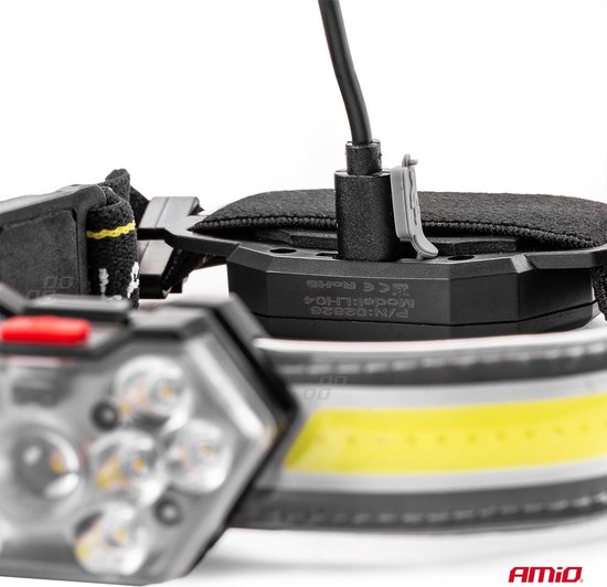 AMiO LED Hoofdlamp met Oplaadbare Batterij en 5 Lichtmodi – 6500K Wit Licht