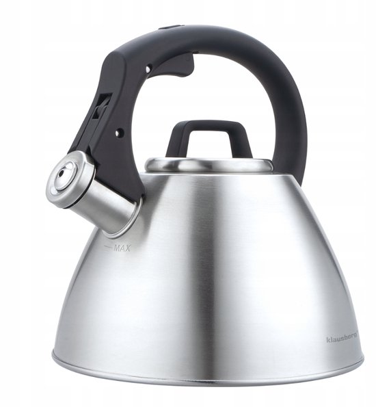 KLAUSBERG KB-7951 Fluitketel 2,5 L – RVS – Soft-Touch Handgreep – Inductie – Zilver