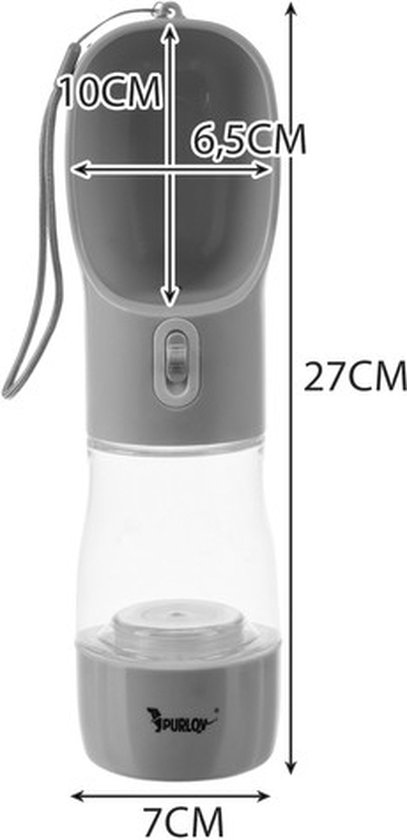 Purlov Hondenfles/Bidon met Kom: Perfect voor Reizen met Uw Hond