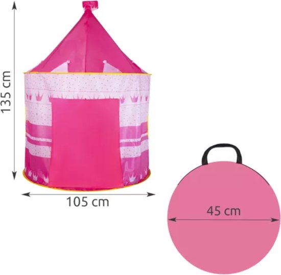 Kruzzel Koninklijke Tent voor Kinderen - Opvouwbaar en Veilig - 135x105 cm - Roze