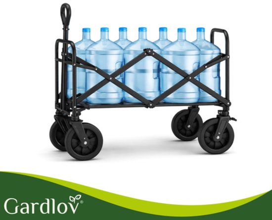 Gardlov Grote transportkar op wielen met waterdichte stof, 90 L inhoud, verstelbare handgreep en stevige bodem
