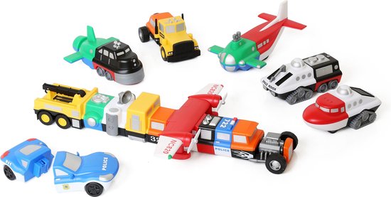 Popular Playthings Magnetic Mix or Match, Voertuigenset, 3 jaar, Meerkleurig