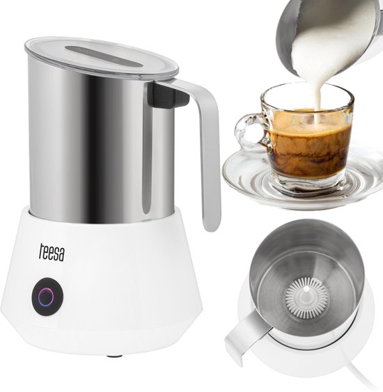 Teesa TSA4007 - Elektrische melkopschuimer AROMA F50, 420 Watt, wit/roestvrijstaal