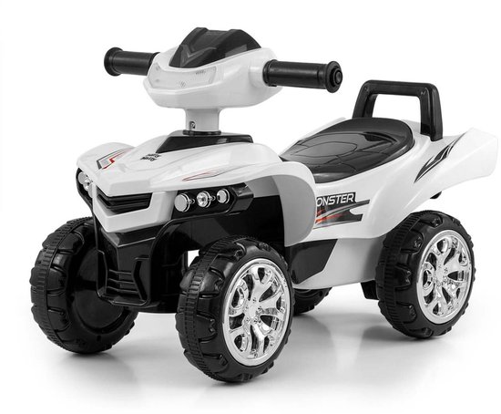 Milly Mally - Loopauto / Quad Monster - Wit - Met Muziek, Licht & Opbergvak - Max. 25 kg