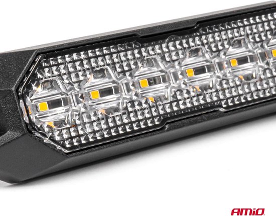 AMiO Stroboscoop Zwaailicht Slanke Amber Grill Mount Flitslicht 6x3W LED R65 R10 12/24V IP6K9K Oranje