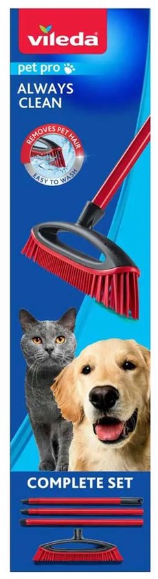 Vileda - Bezemborstel - Always Clean Pet Pro borstelset, rood, medium