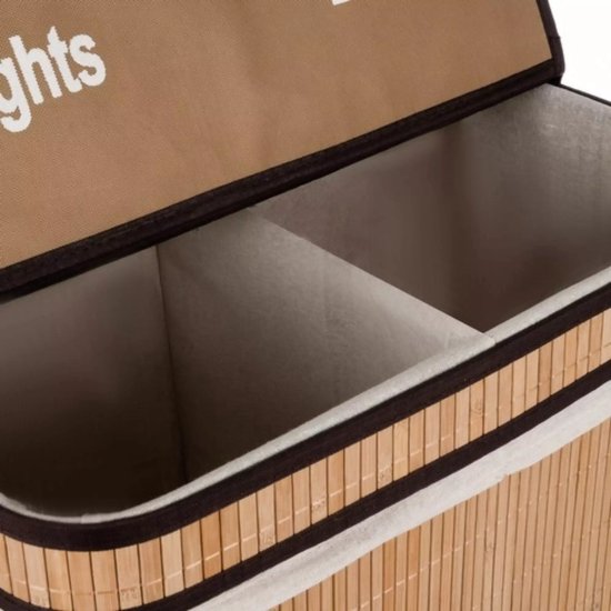 Ruhhy Wasmand dubbel - bamboe - 100 liter - 60 x 54 cm - lichte en donkere was - natuurlijke look