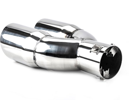 Universeel RVS uitlaat sierstuk 2x76mm - MT 022 - Aansluit diameter tussen de 32mm en 52mm