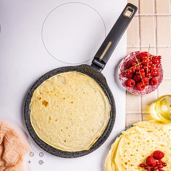 Klausberg KB-7964 Pannenkoekenpan | 24 cm | Marmer Anti-aanbaklaag | Geschikt voor Alle Kookzones Inclusief Inductie | Zwart | Crepepan |