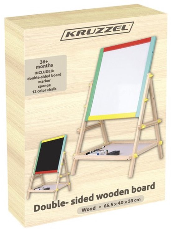 KRUZZEL Dubbelzijdig magnetisch roterend krijt- en whiteboard - Inclusief accessoires