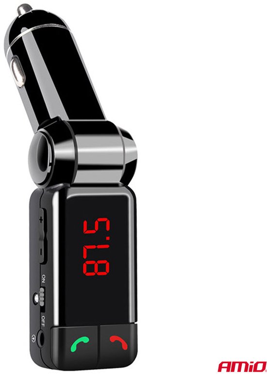 Car FM Transmitter - 2xUSB-A - 12V/24V - Bluetooth - Handsfree Bellen - Compact en Vouwbaar