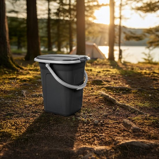Campingtoilet 19L - Mobiele toiletemmer Reistoilet Toiletemmer Toilet Mobiele camping Antraciet