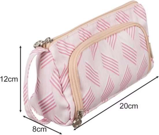 Maaleo Grote School Etui - Roze - Twee Vakken - Ruime Organizer