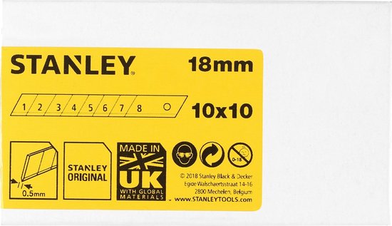 Stanley - Afbreekmesjes 18mm - 10 stuks/dispenser x 10