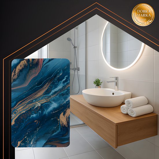 Ruhhy badmat 60x40 cm – marmerlook, absorberend, antislip