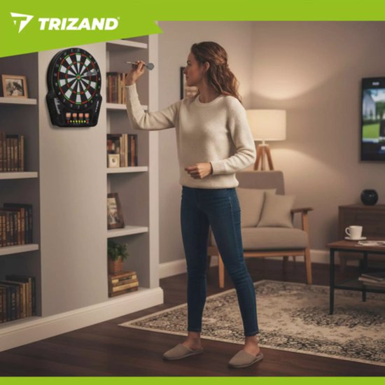 Trizand elektronisch dartbord voor 1-16 spelers met LED-schermen, 27 spellen en 6 darts