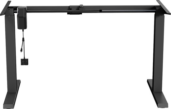 Ergo Office - Zit-sta bureau - Elektrisch in hoogte verstelbaar bureau max hoogte 123cm - max 70 kg | Zonder tafelblad - Zwart
