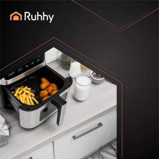 Ruhhy Airfryer XXL 8L – Olievrije Friteuse met 10 Programma's