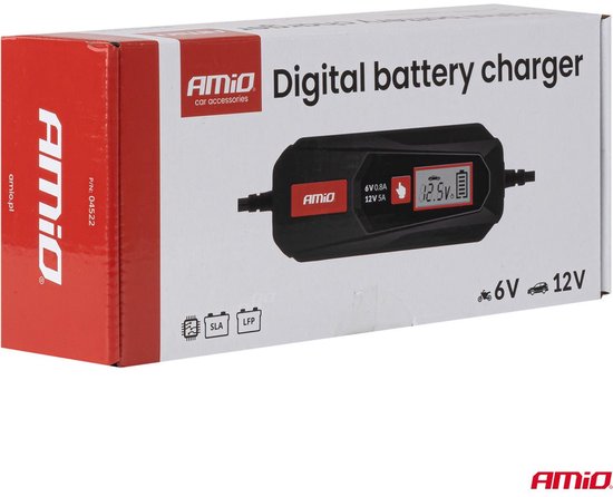 Digitale Acculader 5A 6V 12V Slimme Oplader voor Auto Motor en Boot Loodzuur en LiFePO4