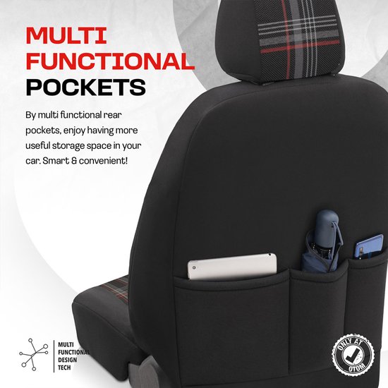 Otom Stoelhoezenset Sports 5 Mm Textiel Zwart/rood 11-delig