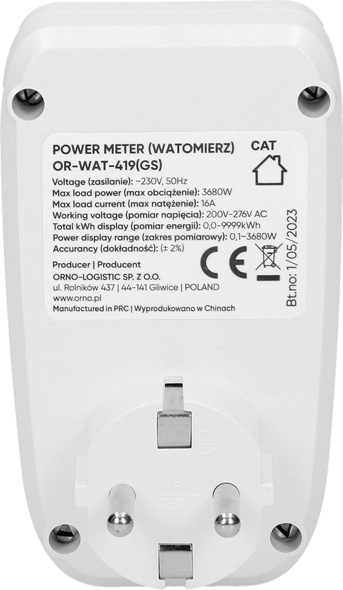 kWh - energiekosten meter voor stopcontact met Digitale LCD scherm