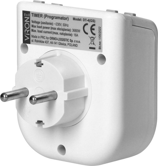 Virone Elektronische Timer Stopcontact – Programmeerbaar tot 7 Dagen – Tijdschakelaar 3680W – Wit