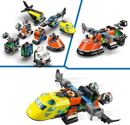 LEGO - City Great Vehicles - Vliegtuig, Servicewagen en Hovercraft Remix