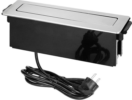 Orno Pop-up Stekkerdoos met usb - Inbouw verdeelstekker met HDMI 2.0 - Stekkerblok met 2 stopcontacten - RVS/Zwart