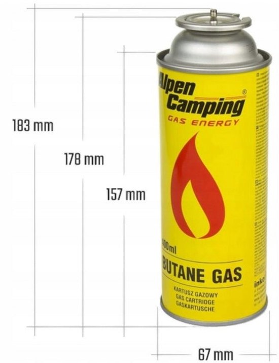 Alpen Camping Butaangasfles 400ml Gaspatroon Gasbus – Betrouwbaar kookgas voor onderweg en noodpakket