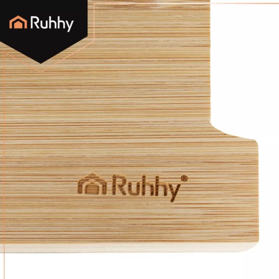 Trizand Ruhhy Bamboe snijplank met 2 uittrekbare RVS bakjes 40 x 28,5 cm voor overzichtelijk koken